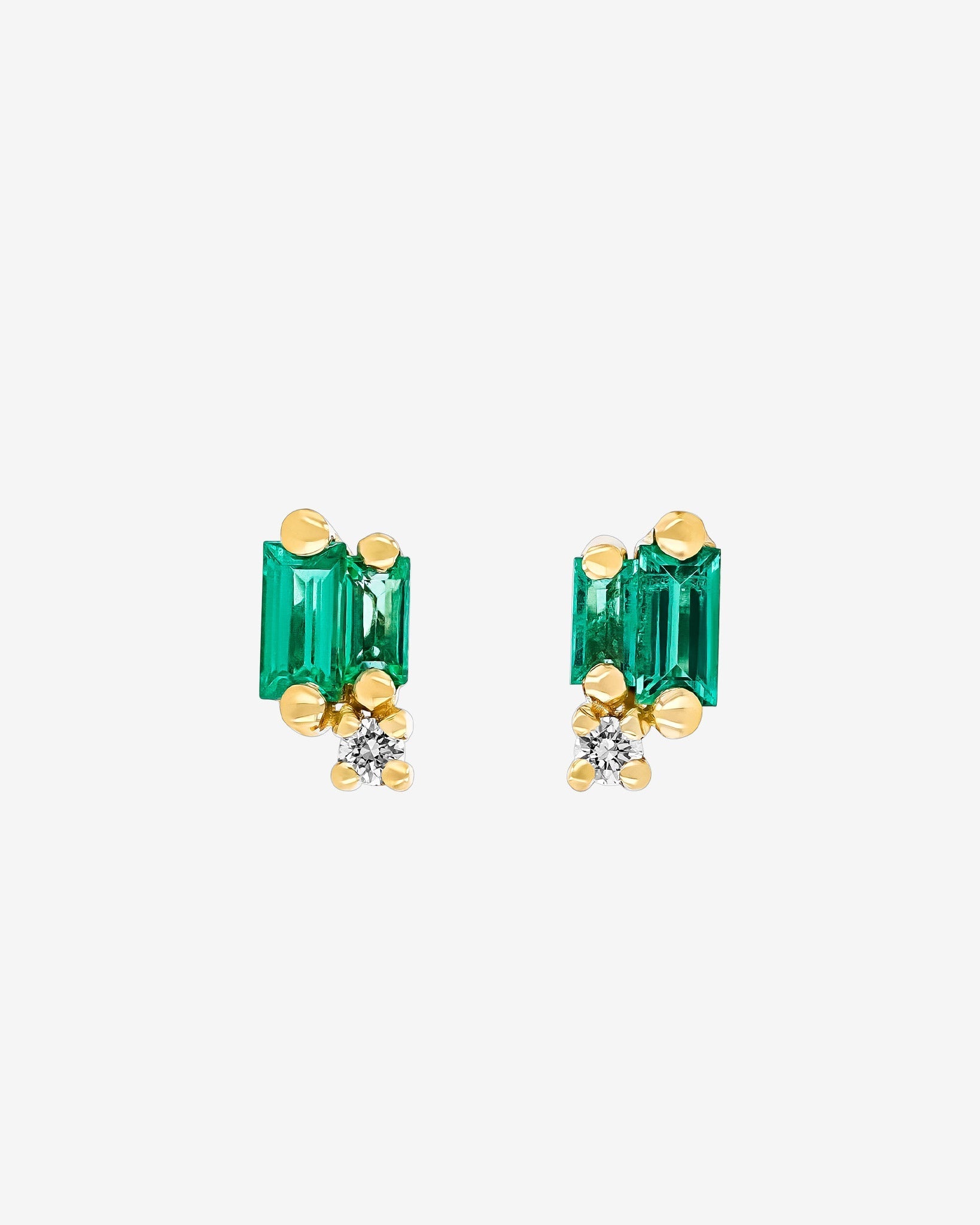 Suzanne Kalan Bold Burst Emerald Studs in 18k yellow gold