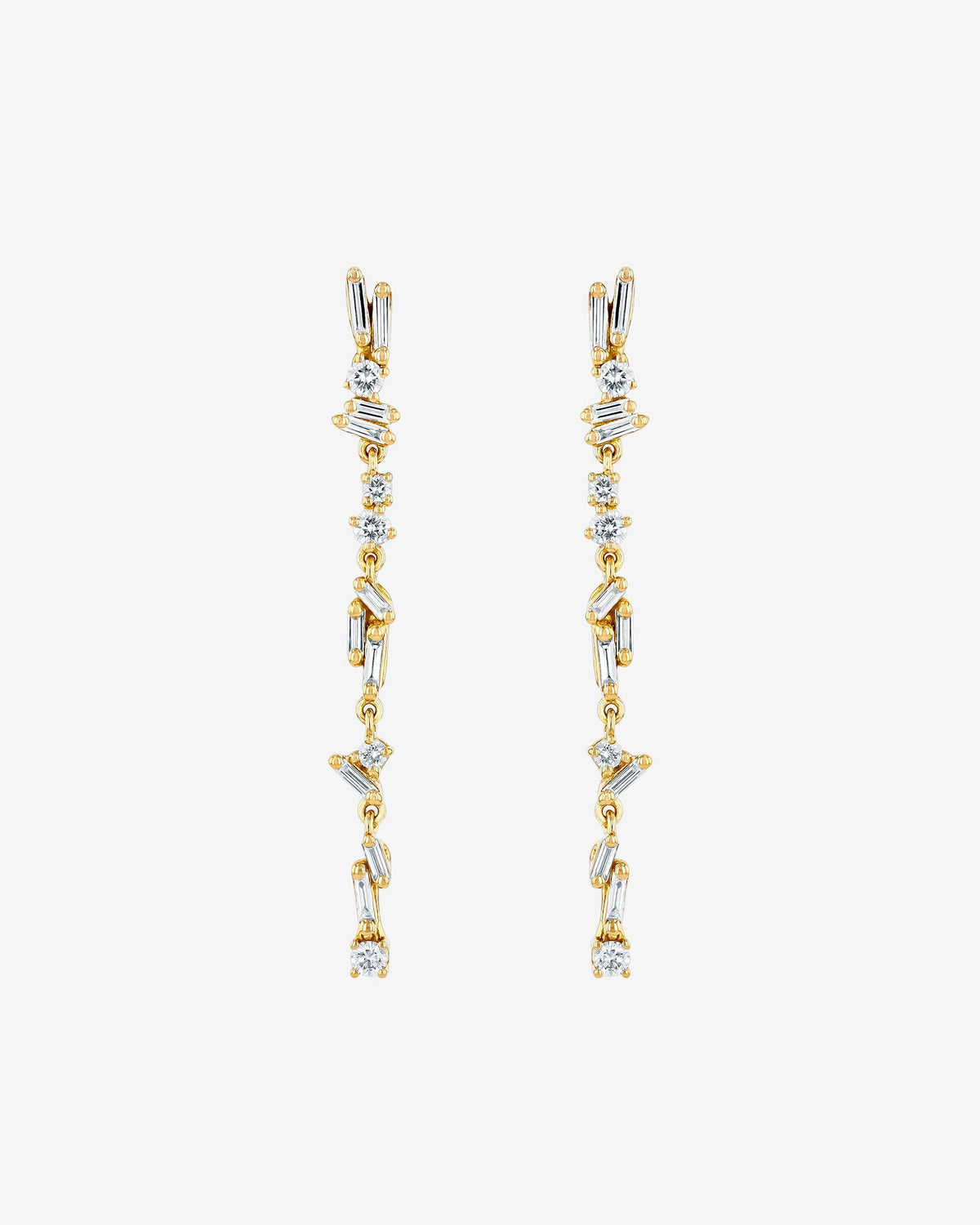 Suzanne Kalan Classic Diamond Sparkler Drop Earrings in 18k yellow gold