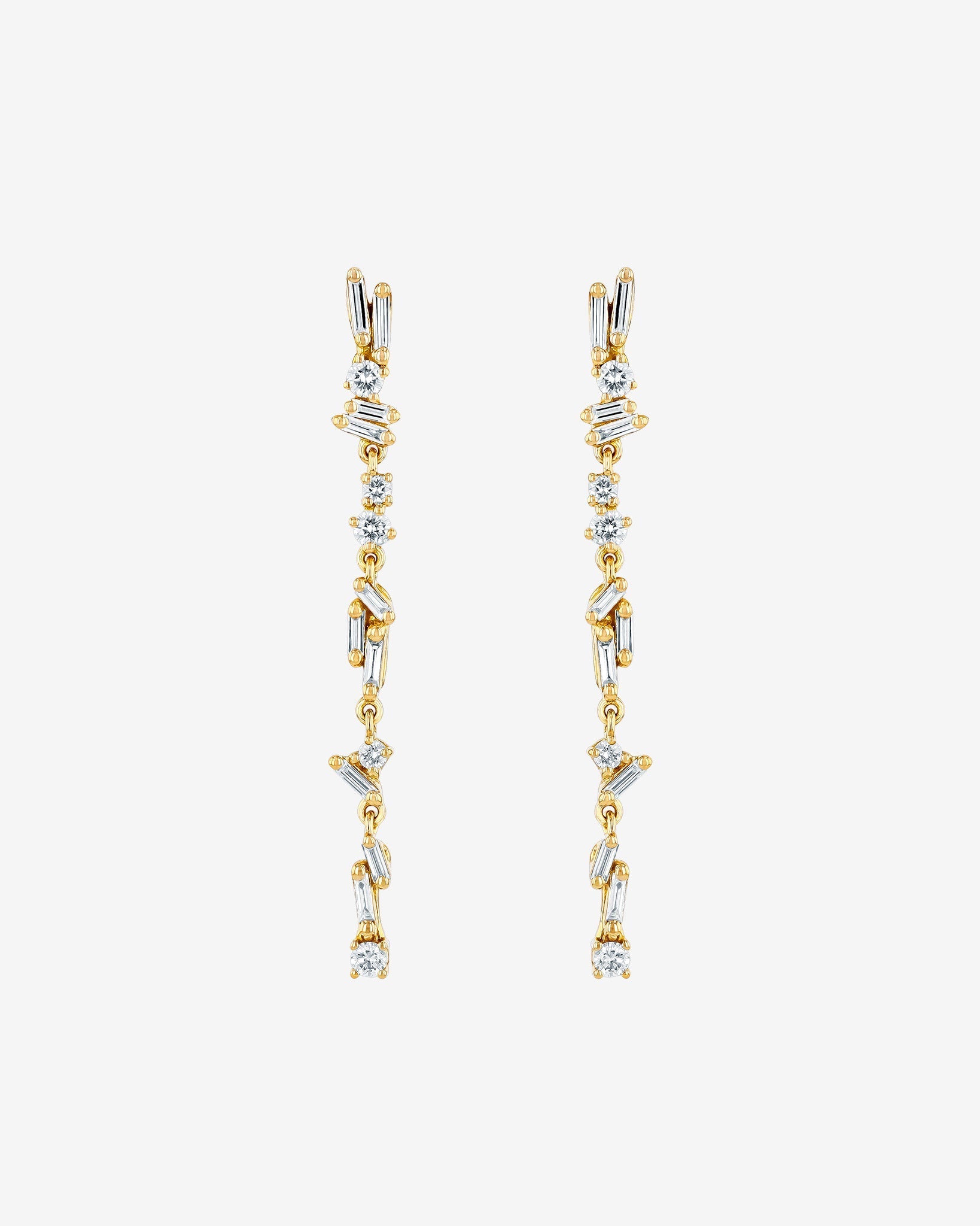 Suzanne Kalan Classic Diamond Sparkler Drop Earrings in 18k yellow gold