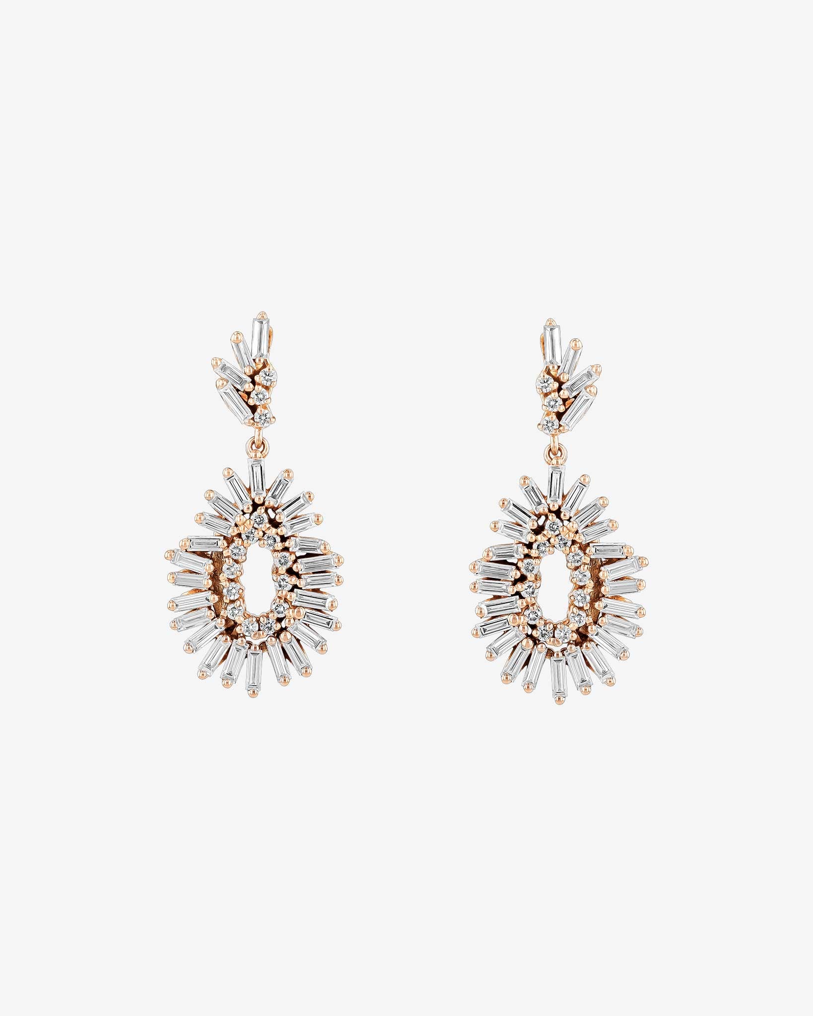 Suzanne Kalan Classic Diamond Mini Tear Drop Earrings in 18k rose gold