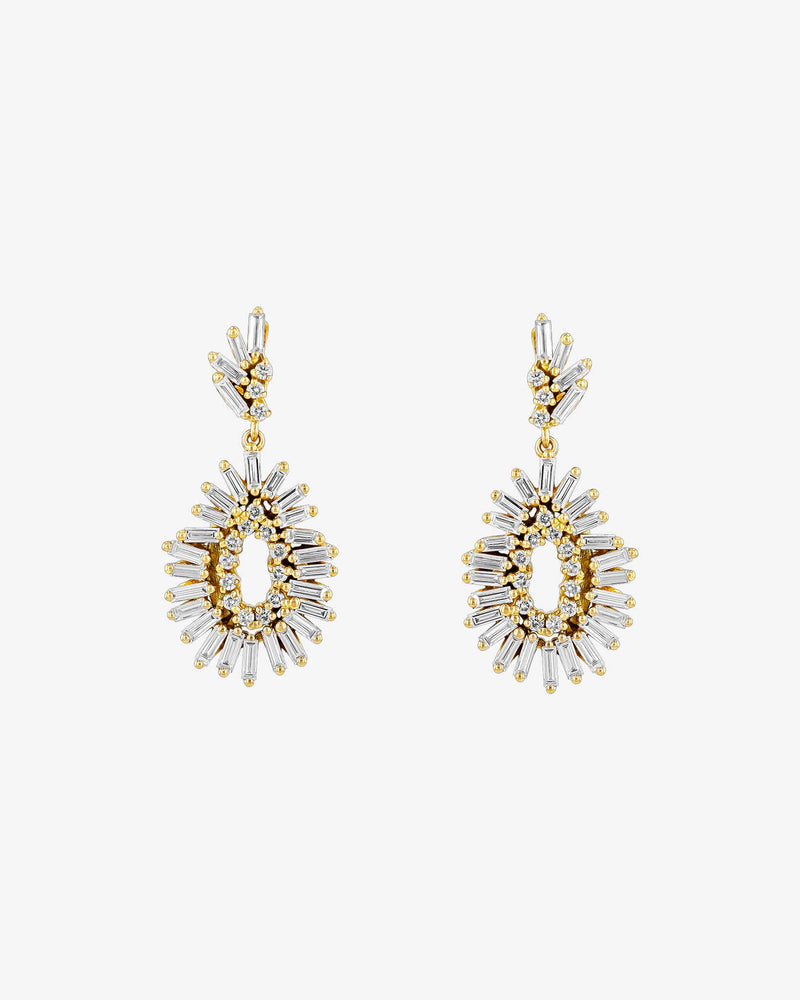 Suzanne Kalan Classic Diamond Mini Tear Drop Earrings in 18k yellow gold