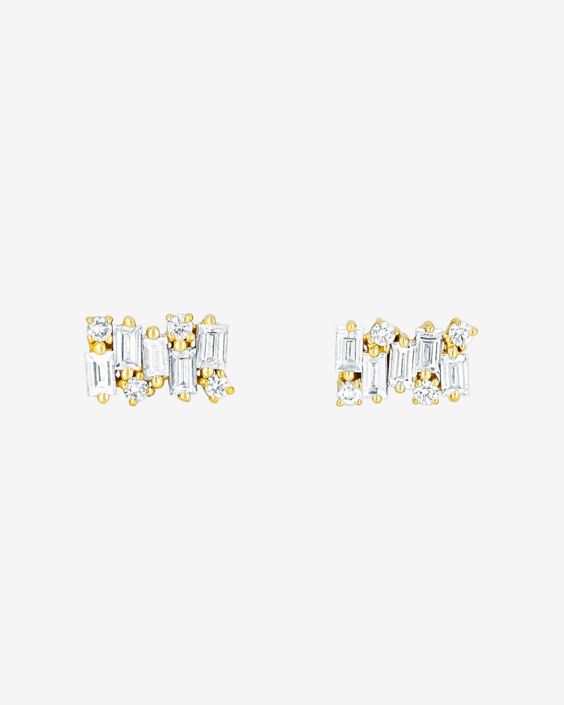 Suzanne Kalan Classic Diamond Shimmer Stud Earrings in 18k yellow gold