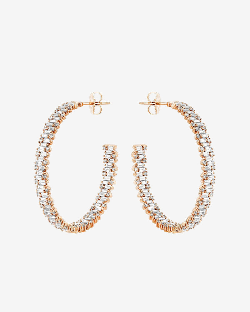 Suzanne Kalan Classic Diamond Shimmer Hoop Earrings in 18k rose gold