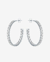 Suzanne Kalan Classic Diamond Shimmer Hoop Earrings in 18k white gold