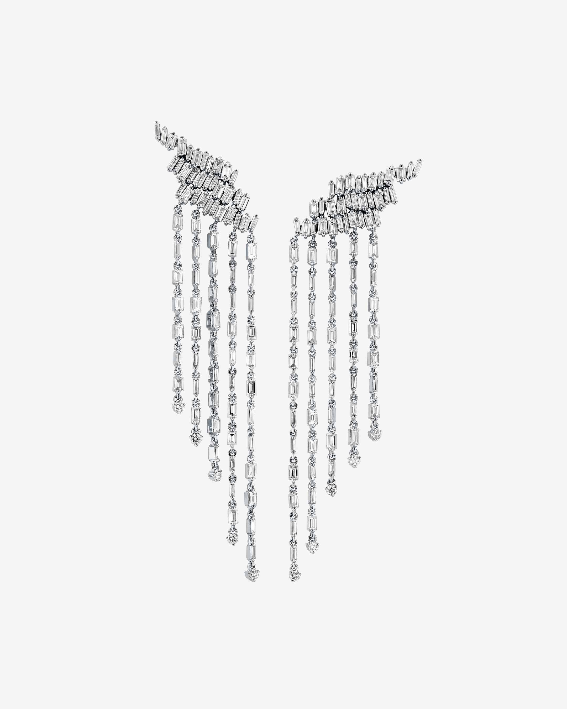 Suzanne Kalan Classic Diamond Angel Drop Earrings in 18k white gold