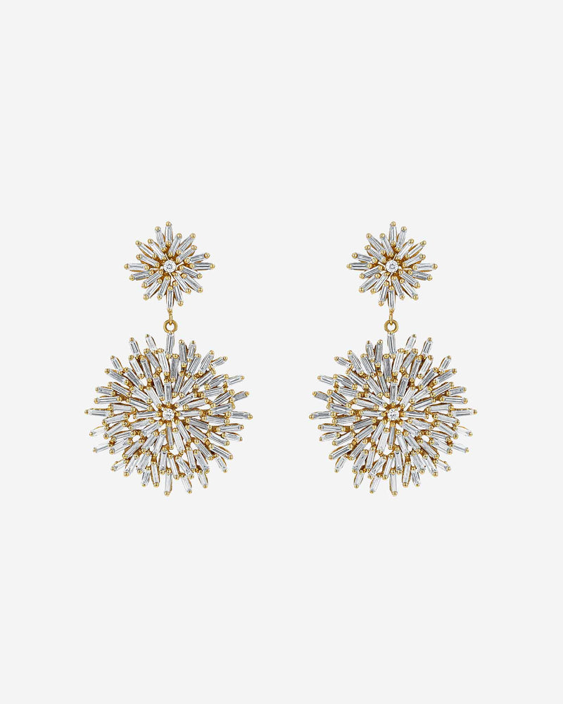 Suzanne Kalan Classic Diamond Midi Flower Drop Earrings in 18k yellow gold