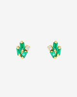 Suzanne Kalan Bold Cluster Emerald Studs in 18k yellow gold