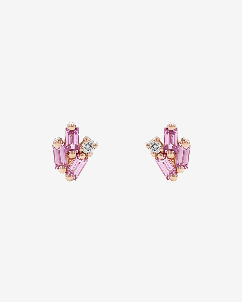 Suzanne Kalan Bold Cluster Pink Sapphire Studs in 18k rose gold