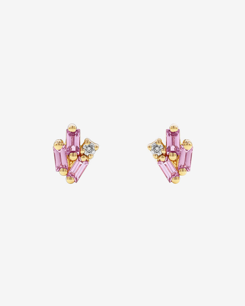 Suzanne Kalan Bold Cluster Pink Sapphire Studs in 18k yellow gold