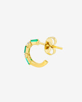 Suzanne Kalan Thin Mix Mini Emerald Hoops in 18k yellow gold