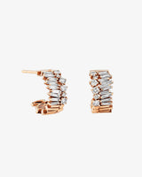 Suzanne Kalan Classic Diamond Short Stack Mini Hoop Earrings in 18k rose gold
