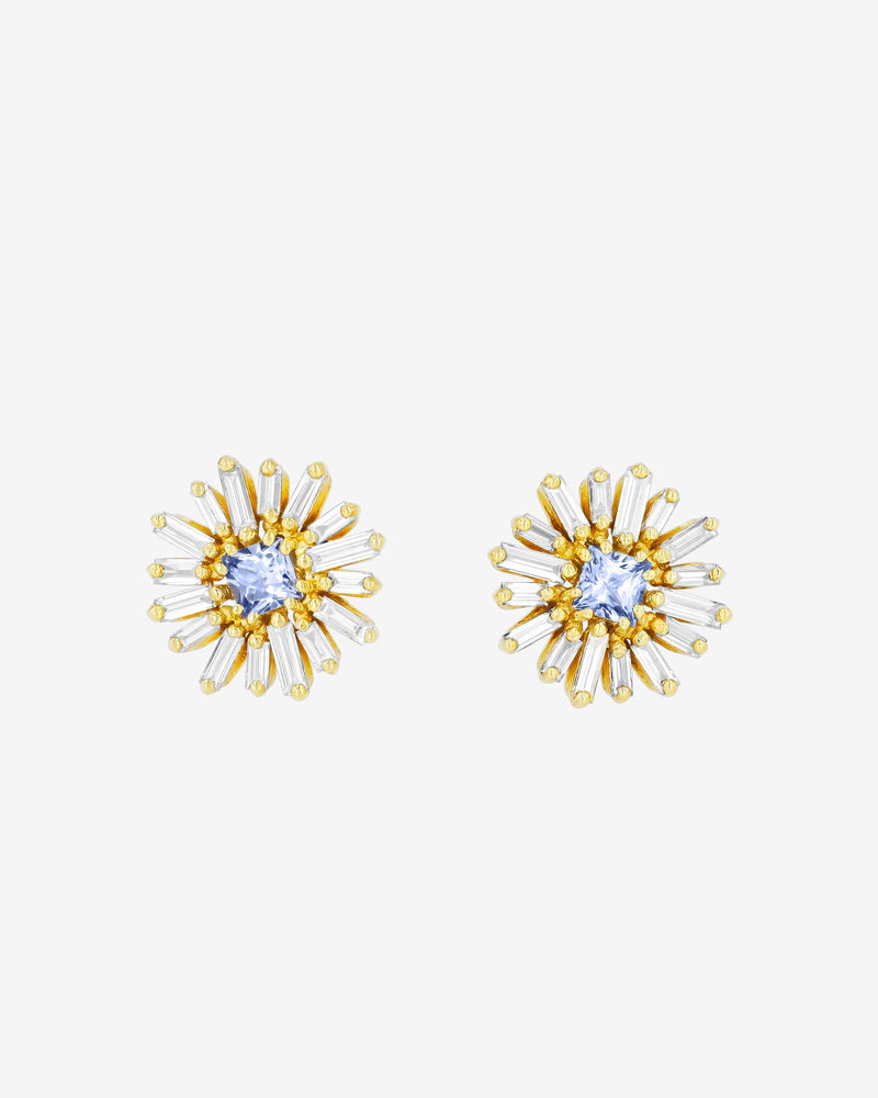 Suzanne Kalan Princess Light Blue Sapphire Spark Studs in 18k yellow gold