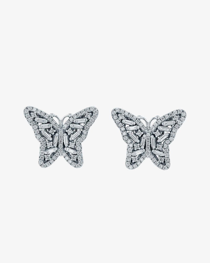 Suzanne Kalan Small Butterfly Diamond Stud Earrings in 18k white gold