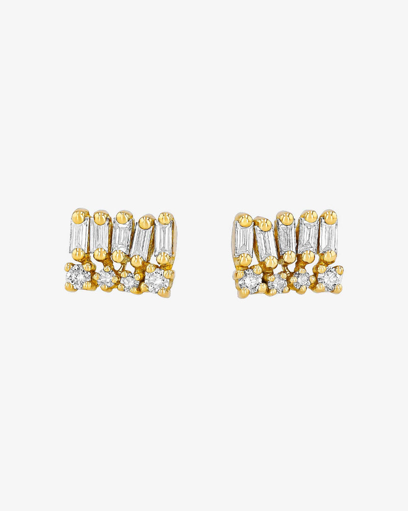 Suzanne Kalan Short Stack Diamond Studs in 18k yellow gold