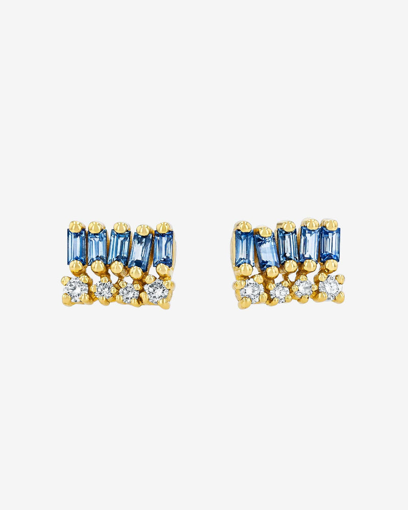 Suzanne Kalan Short Stack Light Blue Sapphire Studs in 18k yellow gold
