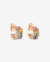 Suzanne Kalan Short Stack Pastel Sapphire Mini Hoops in 18k rose gold