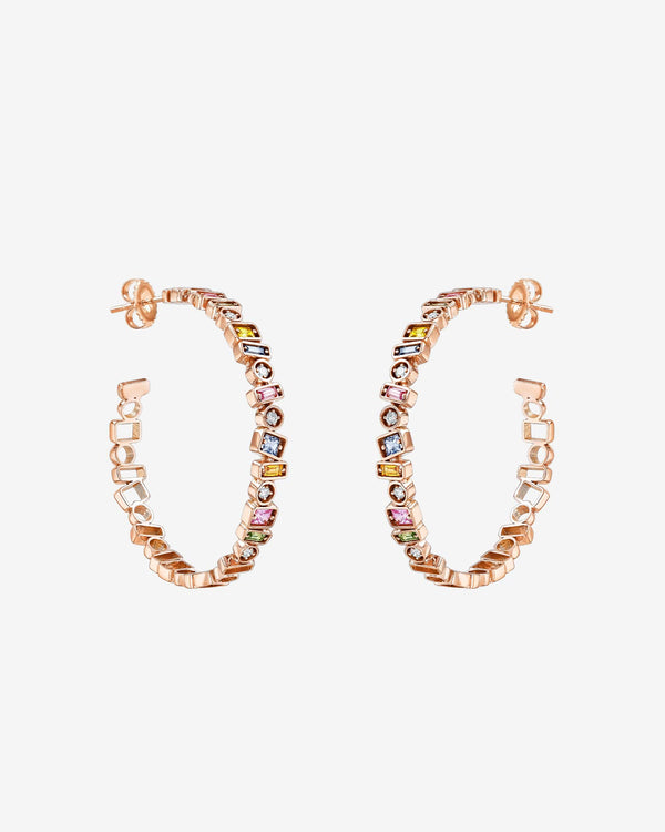 Suzanne Kalan Inlay Milli Pastel Sapphire Hoops in 18k rose gold