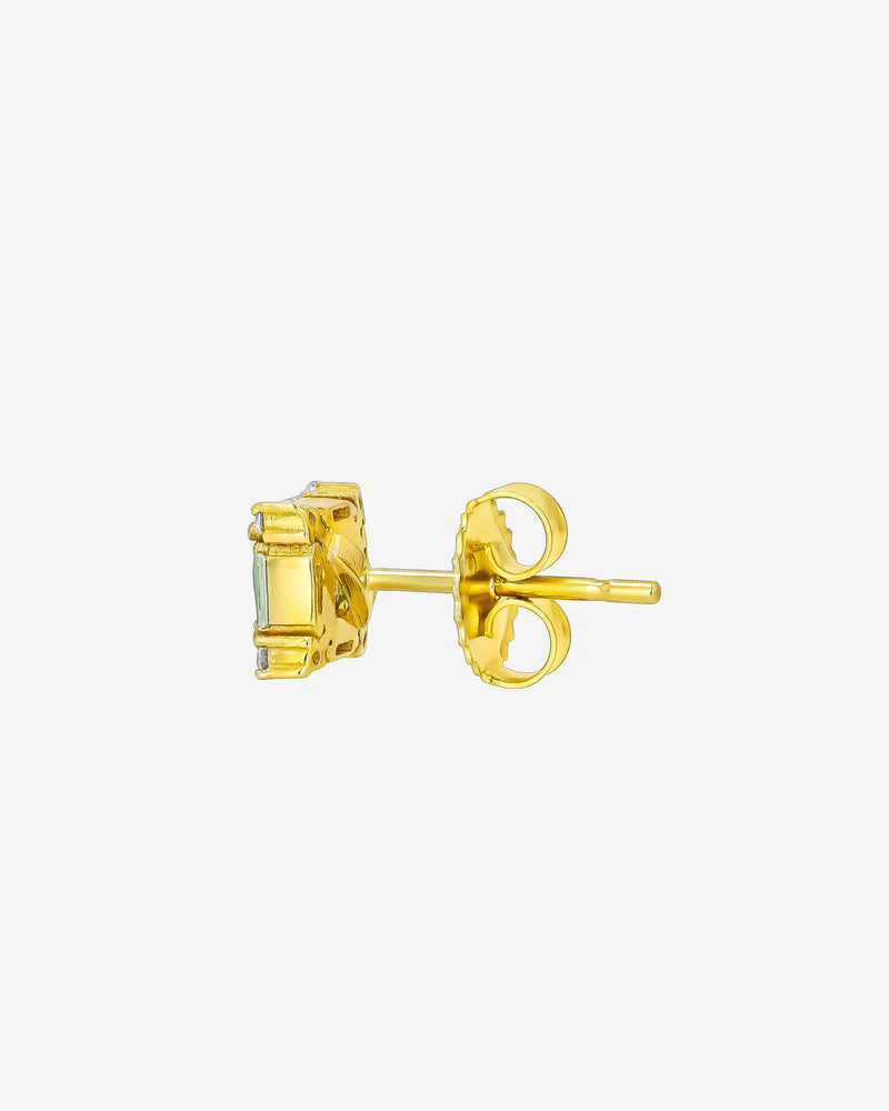 Suzanne Kalan Princess Midi Green Sapphire Studs in 18k yellow gold