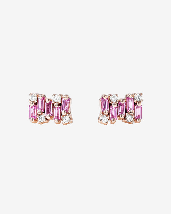 Suzanne Kalan Shimmer Pink Sapphire Studs in 18k rose gold