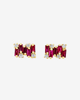 Suzanne Kalan Shimmer Ruby Studs in 18k yellow gold