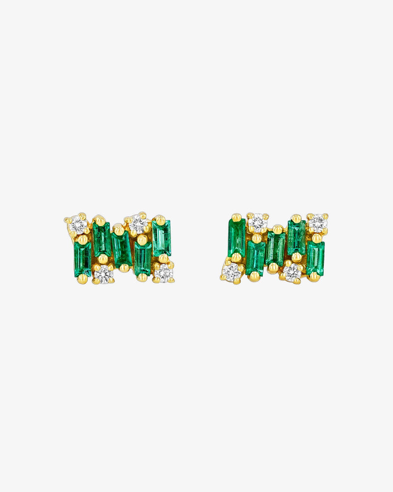 Suzanne Kalan Shimmer Emerald Studs in 18k yellow gold