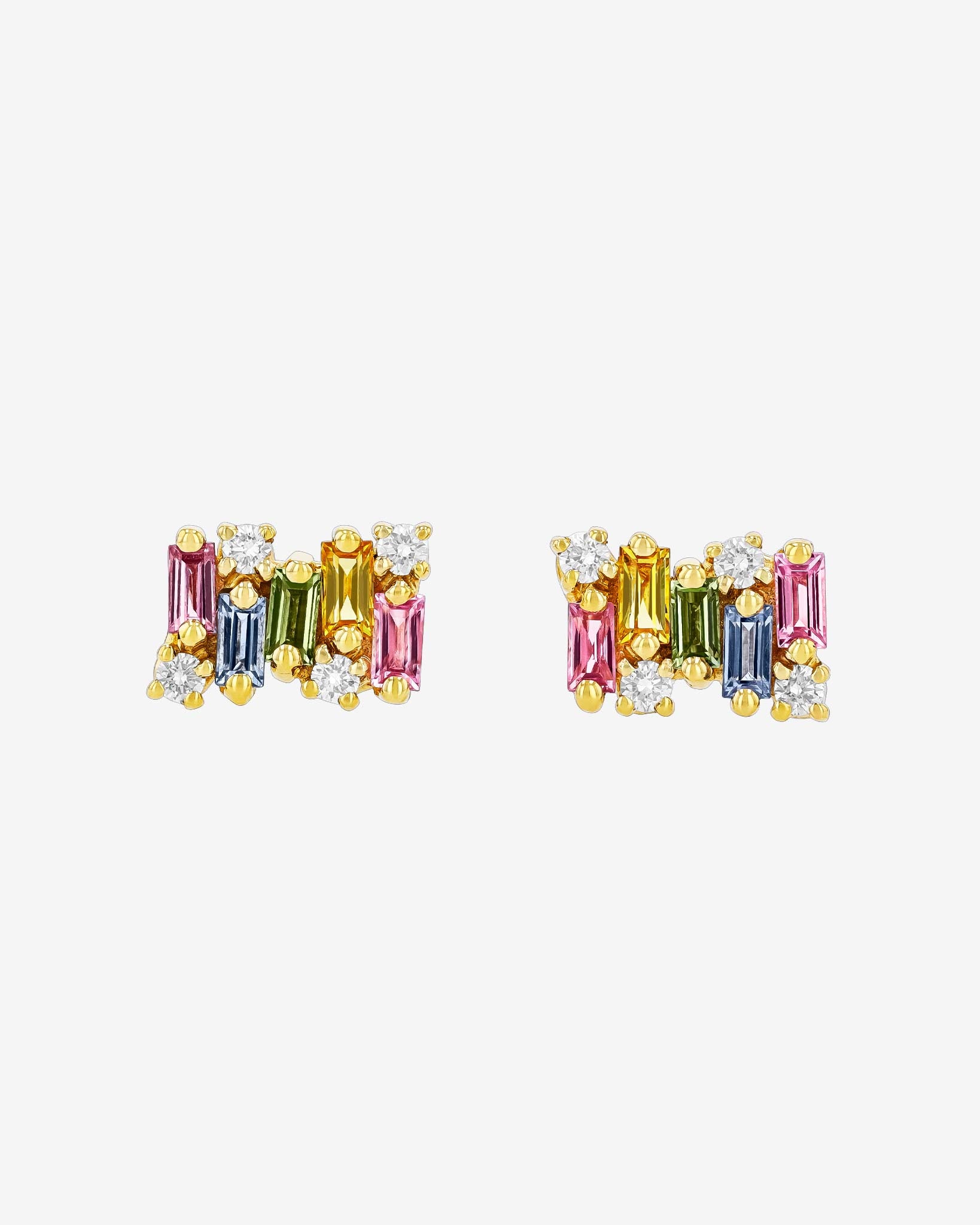 Suzanne Kalan Shimmer Pastel Sapphire Studs in 18k yellow gold