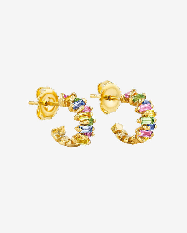 Szuanne Kalan Bold ZigZag Pastel Sapphire Mini Hoops in 18k yellow gold