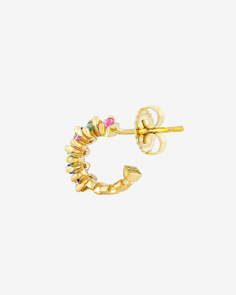 Szuanne Kalan Bold ZigZag Pastel Sapphire Mini Hoops in 18k yellow gold