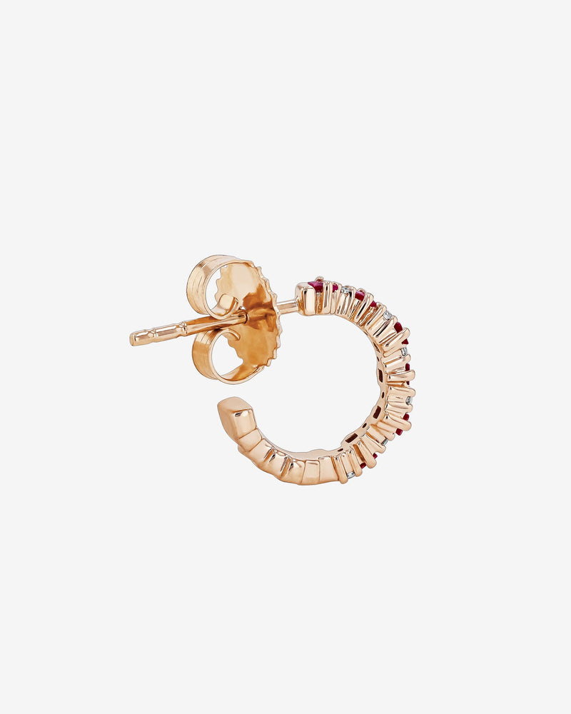 Suzanne Kalan Princess Staggered Ruby Mini Hoops in 18k rose gold