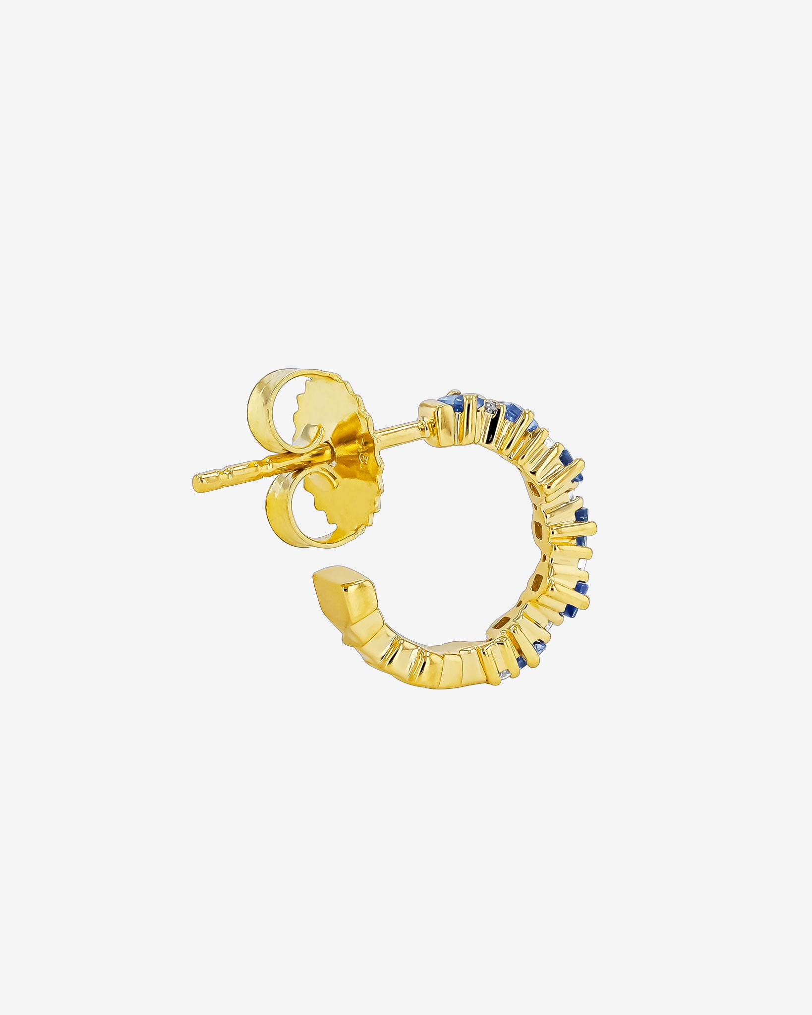 Suzanne Kalan Princess Staggered Light Blue Sapphire Mini Hoops in 18k yellow gold