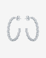 Suzanne Kalan Princess Staggered Diamond Midi Hoops in 18k white gold