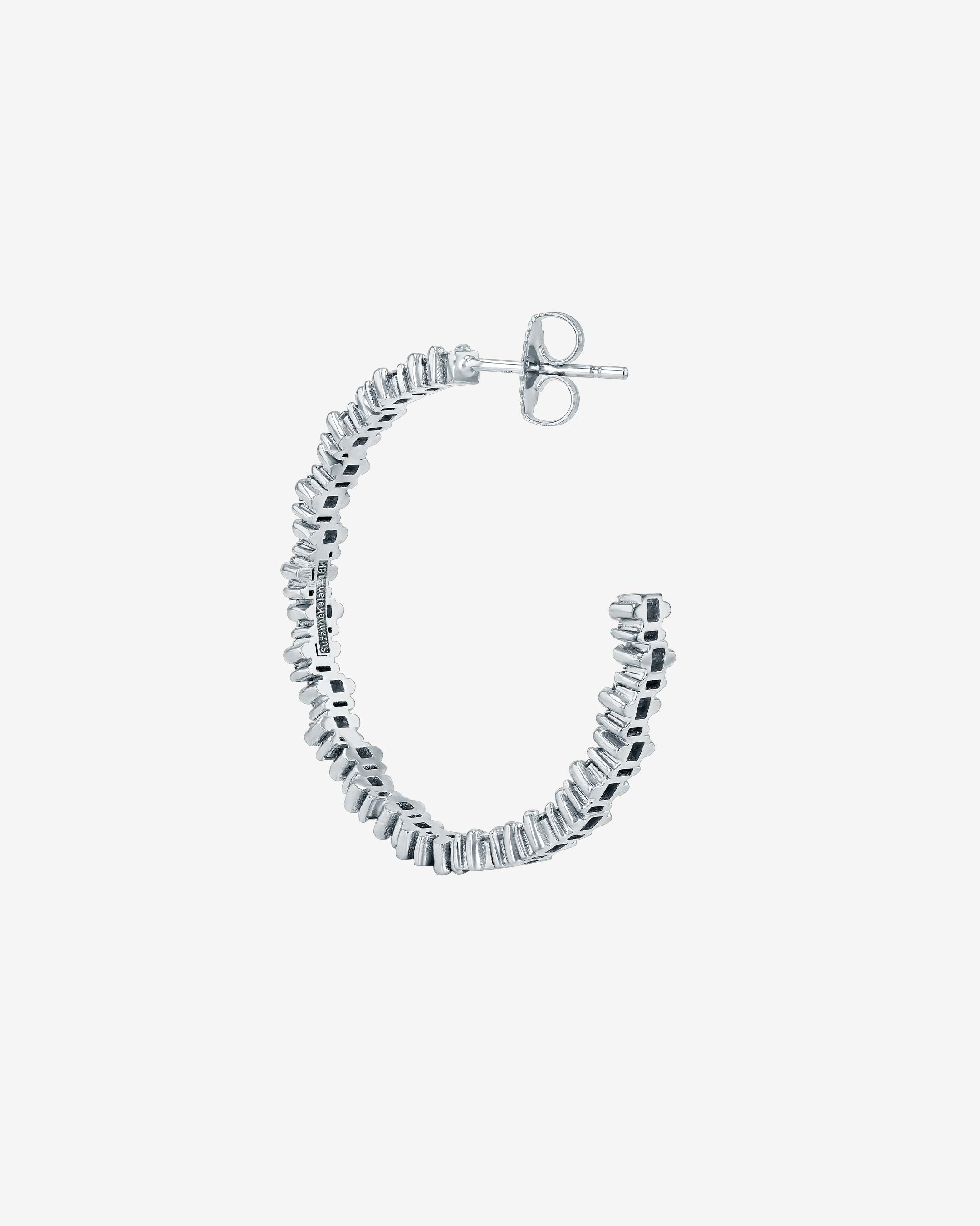 Suzanne Kalan Princess Staggered Diamond Midi Hoops in 18k white gold