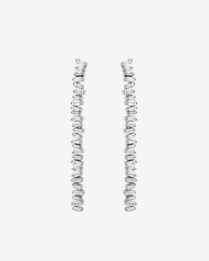 Suzanne Kalan Classic Diamond Mini Tennis Drop Earrings in 18k white gold