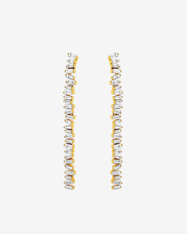 Suzanne Kalan Classic Diamond Mini Tennis Drop Earrings in 18k yellow gold