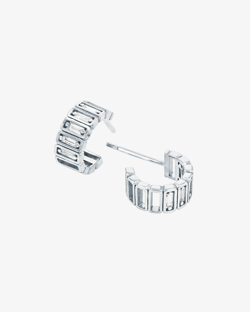 Suzanne Kalan Inlay Horizontal Diamond Mini Hoops in 18k white gold