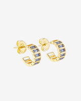 Suzanne Kalan Inlay Horizontal Light Blue Sapphrie Mini Hoops in 18k yellow gold