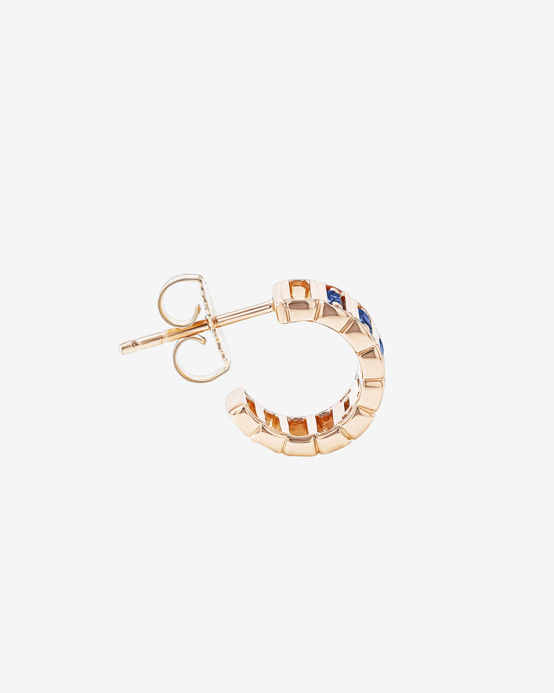 Suzanne Kalan Inlay Horizontal Dark Blue Sapphrie Mini Hoops in 18k rose gold