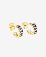Suzanne Kalan Inlay Horizontal Dark Blue Sapphrie Mini Hoops in 18k yellow gold