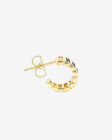 Suzanne Kalan Inlay Horizontal Dark Blue Sapphrie Mini Hoops in 18k yellow gold