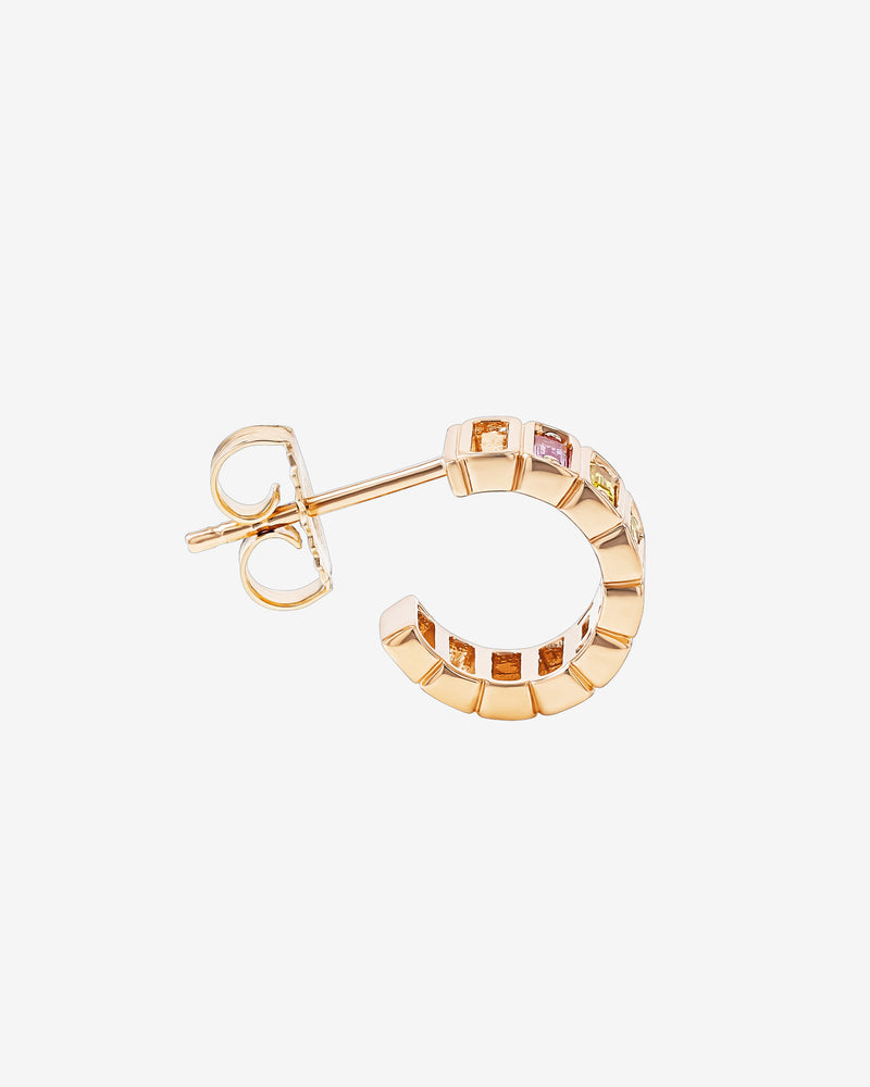 Suzanne Kalan Inlay Horizontal Pastel Sapphrie Mini Hoops in 18k rose gold