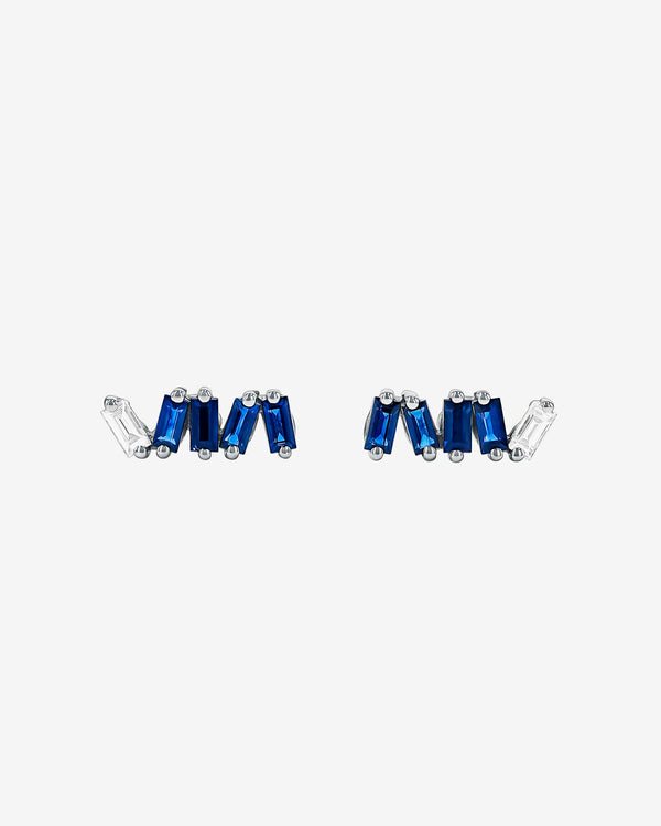 Suzanne Kalan Bold Dark Blue Sapphire Studs in 18k white gold