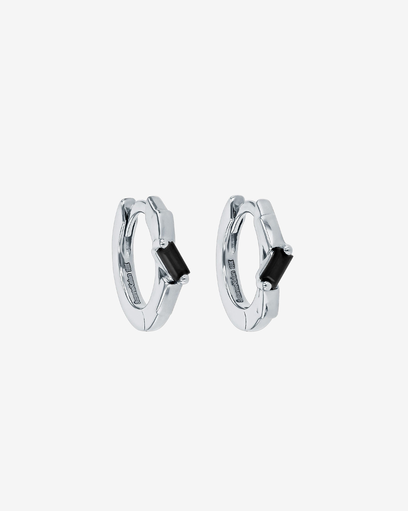 Suzanne Kalan Bold Single Black Sapphire Huggies in 18K white gold