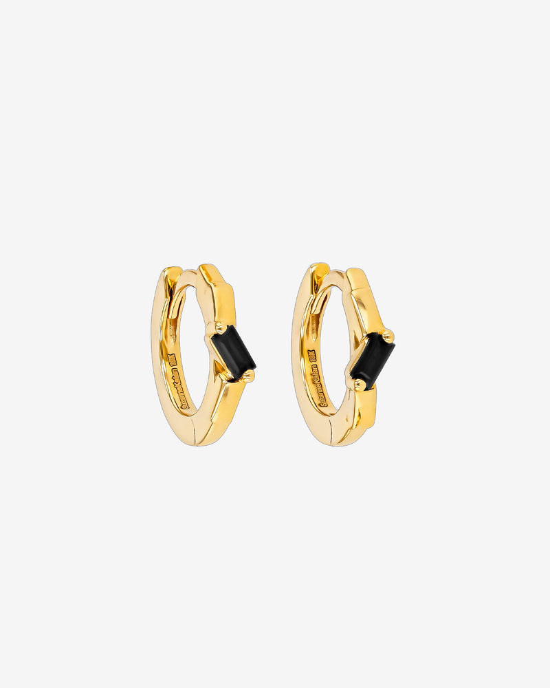 Suzanne Kalan Bold Single Black Sapphire Huggies in 18K yellow gold