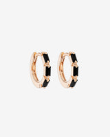 Suzanne Kalan Bold Triple Black Sapphire Huggies in 18K rose gold
