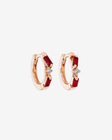 Suzanne Kalan Thin Mix Ruby Huggies in 18K rose gold