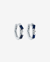 Suzanne Kalan Thin Mix Dark Blue Sapphire Huggies in 18K white gold