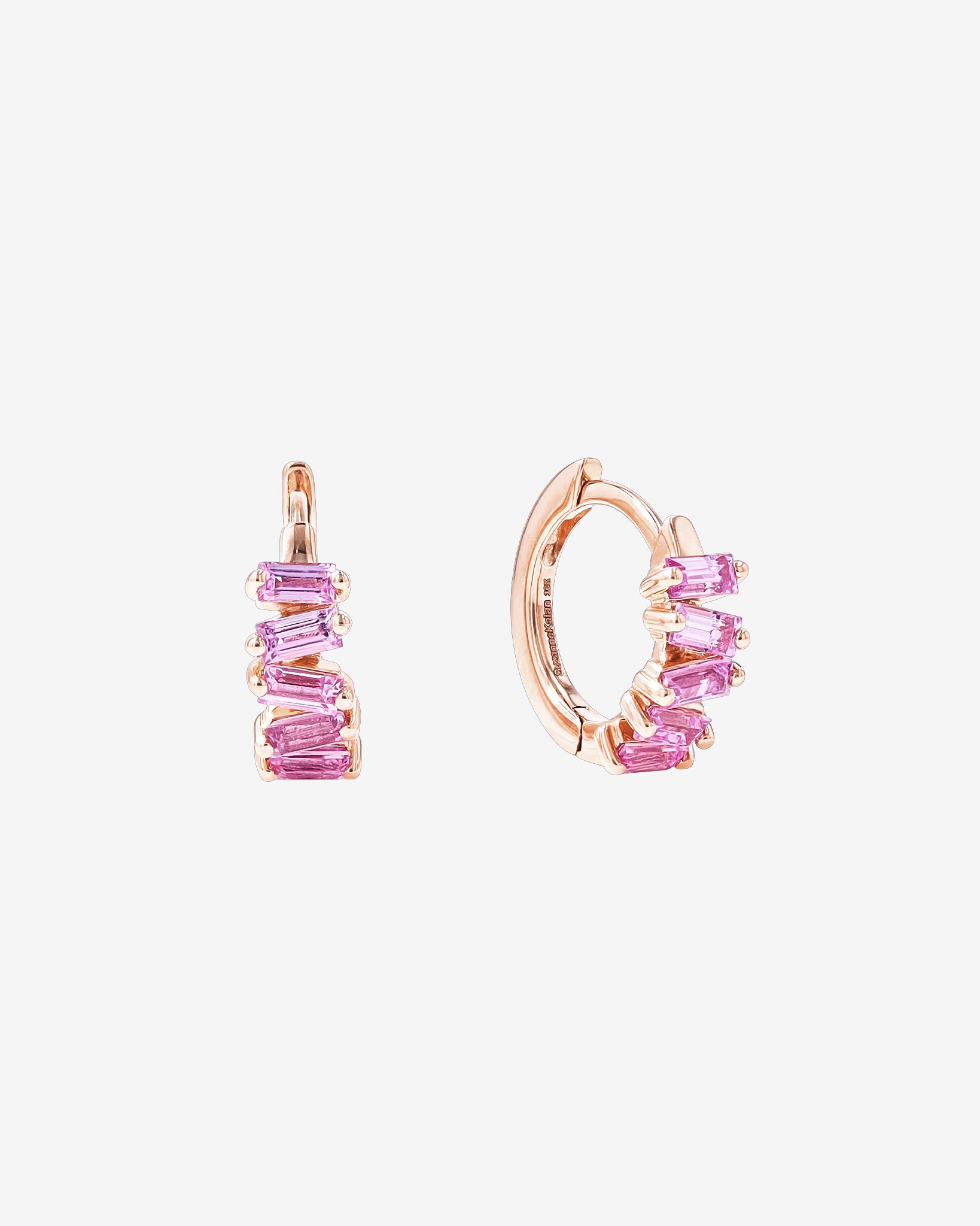 Suzanne Kalan Bold Pink Sapphire Huggies in 18K rose gold
