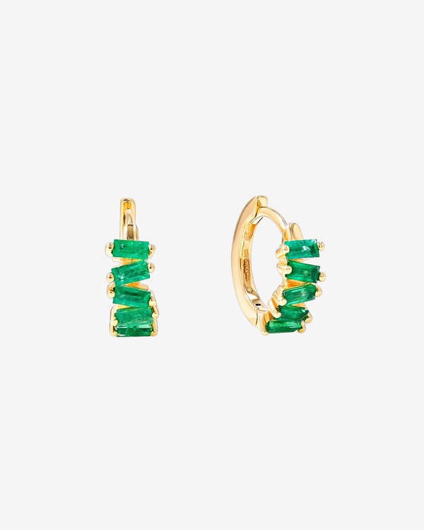Suzanne Kalan Bold Emerald Huggies in 18K yellow gold