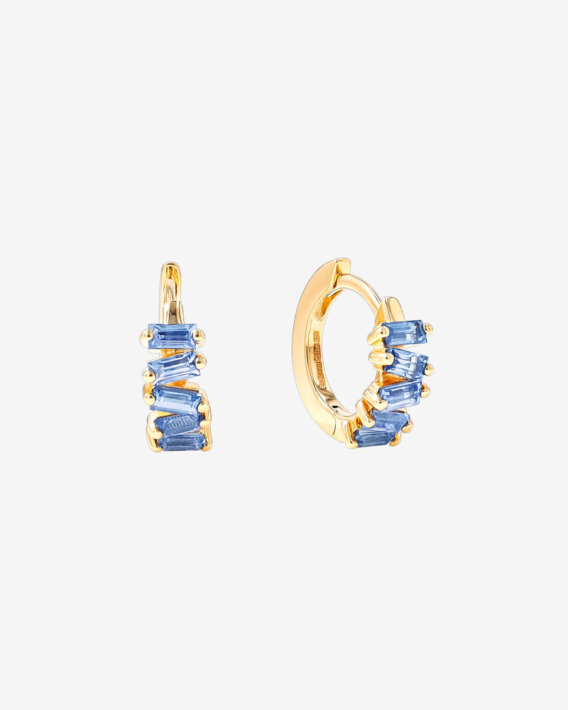 Suzanne Kalan Bold Light Blue Sapphire Huggies in 18K yellow gold