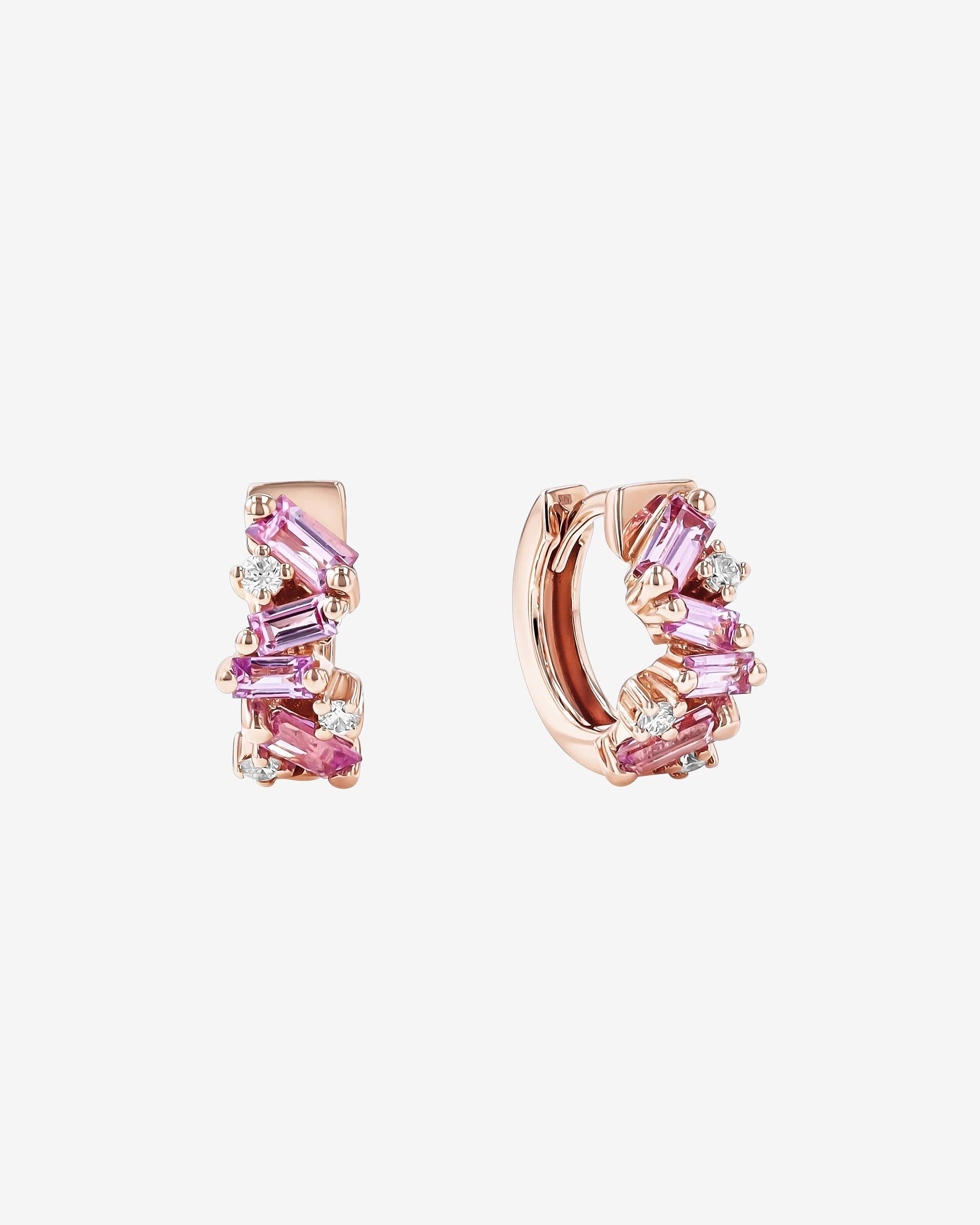 Suzanne Kalan Frenzy Pink Sapphire Huggies in 18k rose gold